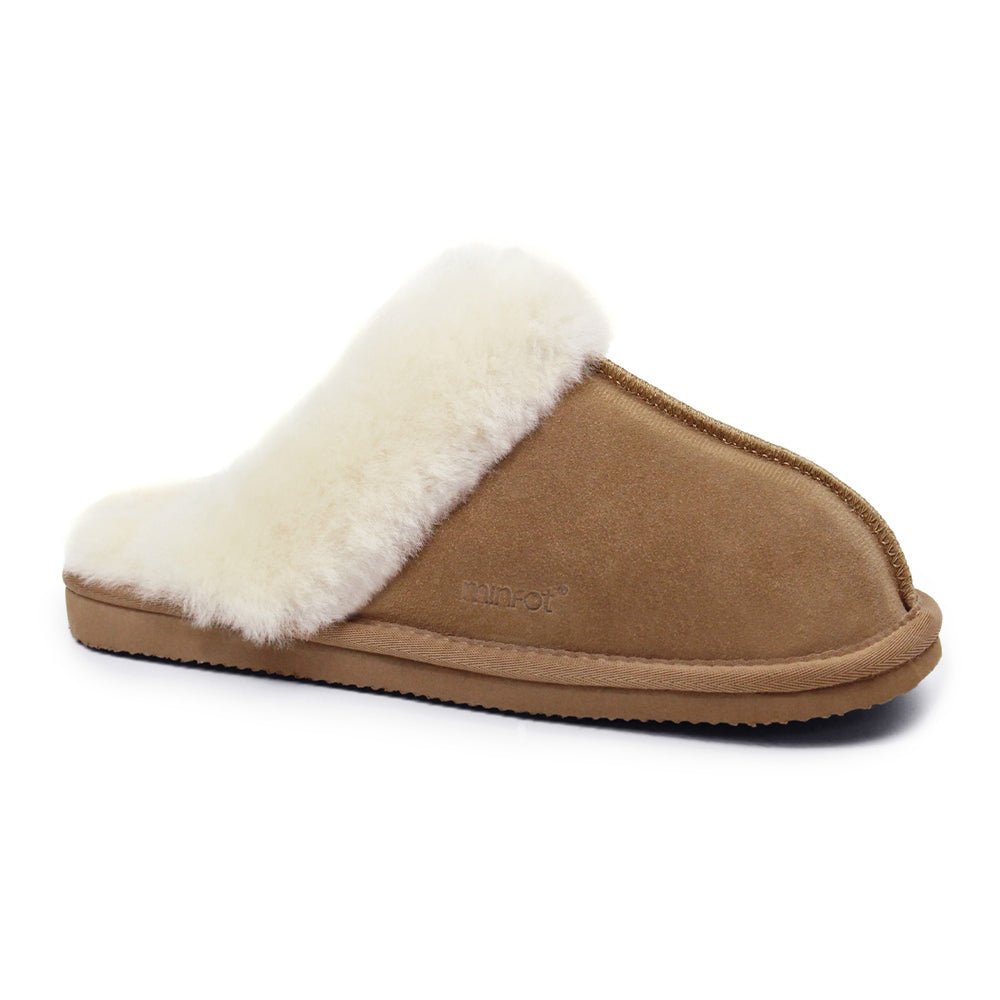 Minfot Fåreskinds Hjemmesko Slip-on Duved med såle Caramel