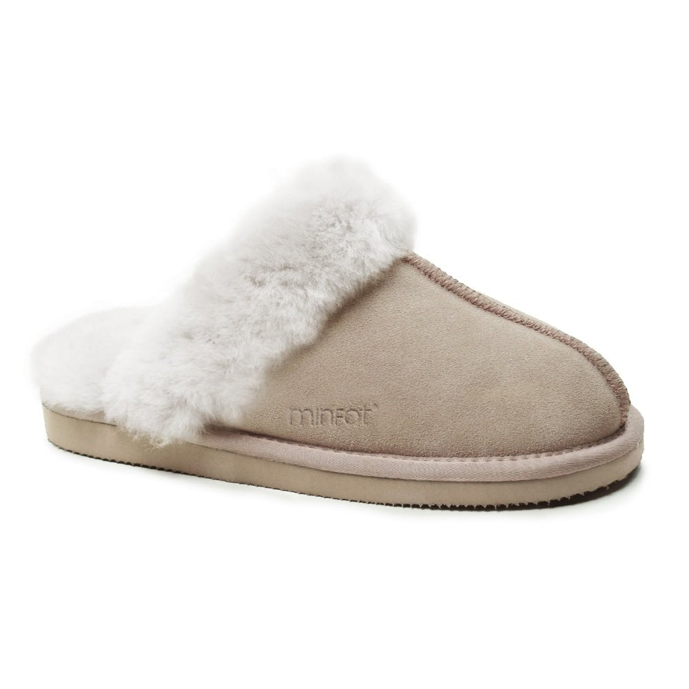 Minfot Hjemmesko Fåreskind Slip-on Duved med sål Beige