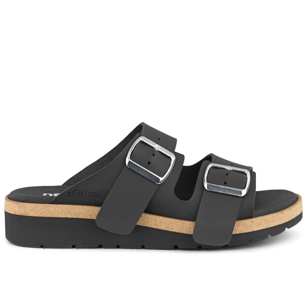 New Feet Sigrid Brede Sandaler Microfiber Dame Sort