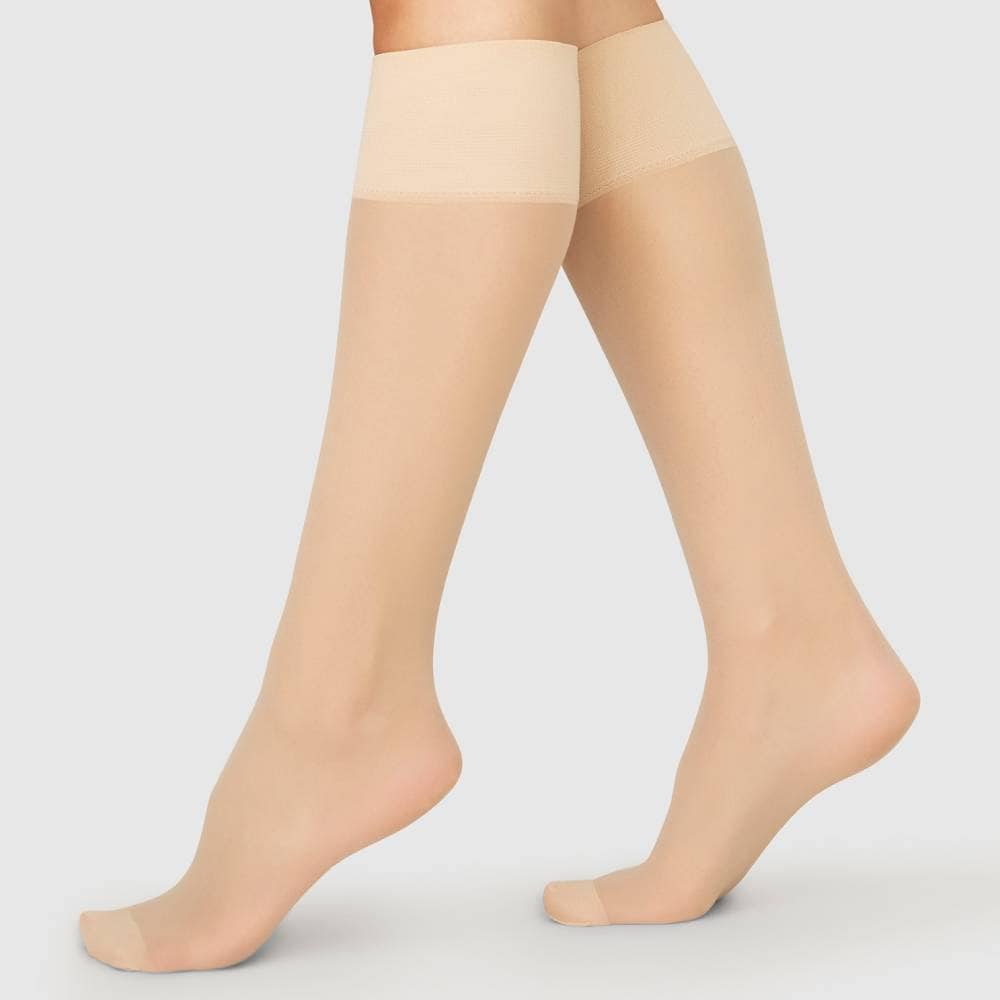 ElSwedish Stockings Nylonstrømper Knæ Elin 20 DEN Beige 2-pak