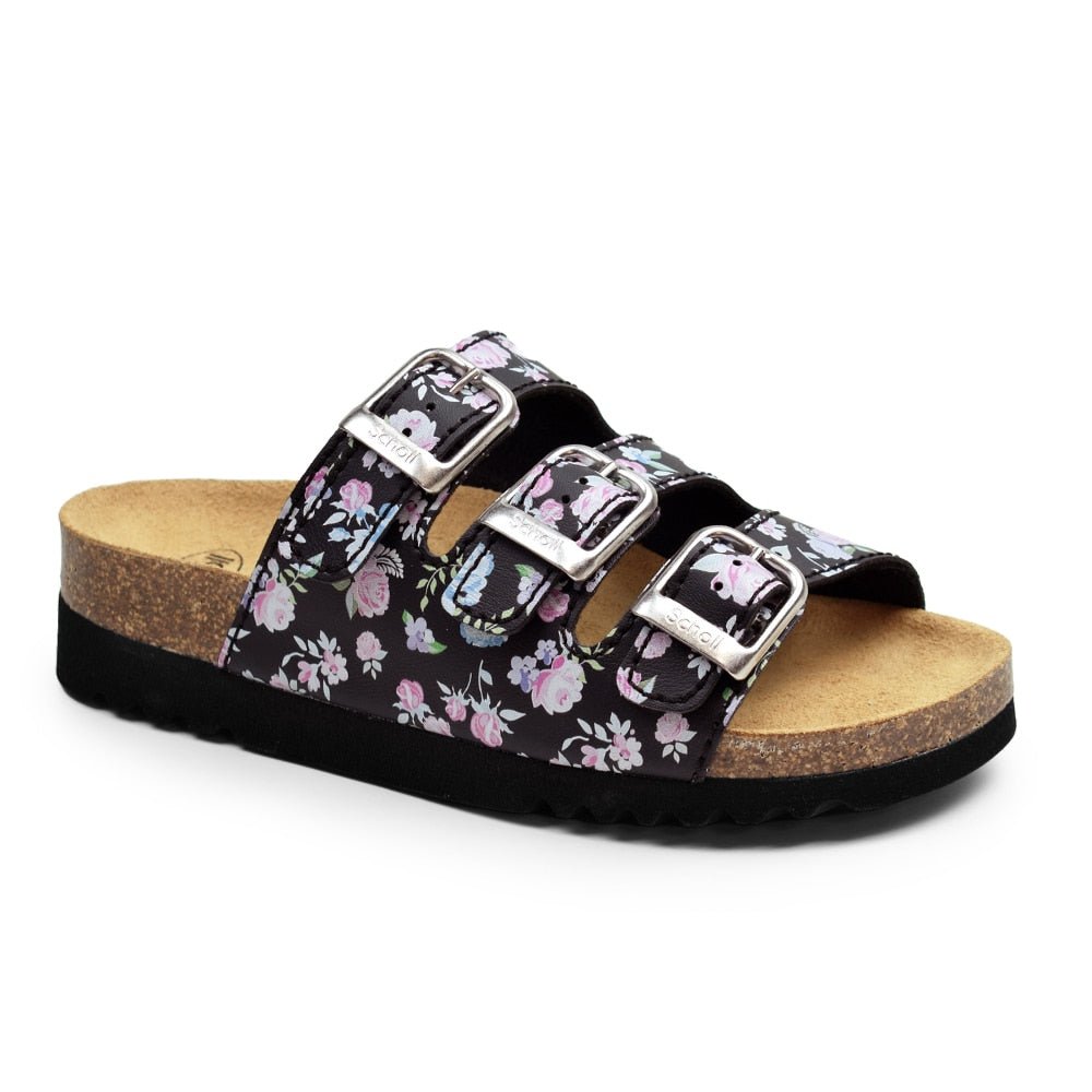 Scholl Sandal Dame Rio Blomster Sort