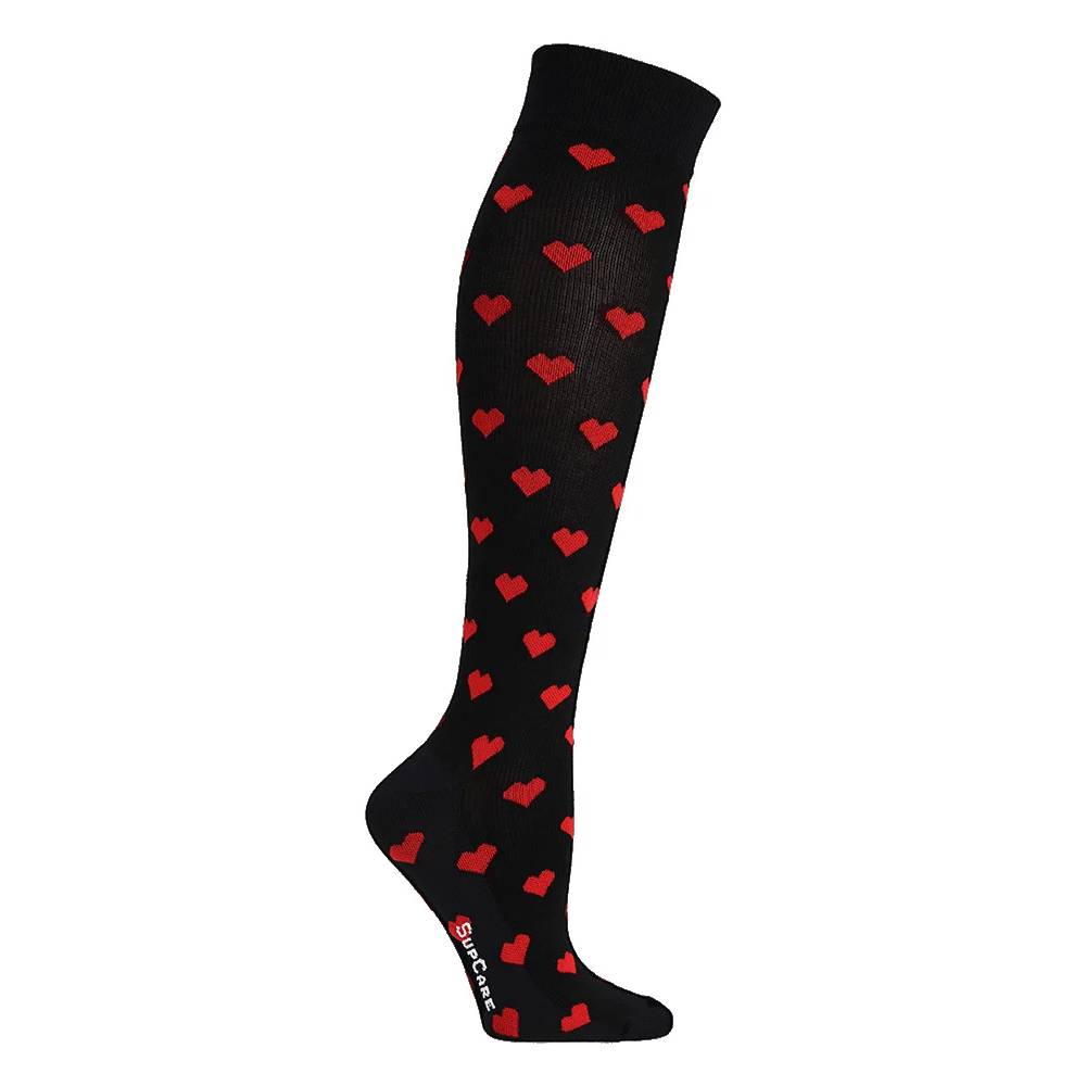 SupCare Støttestrømper Hjärtan Sort