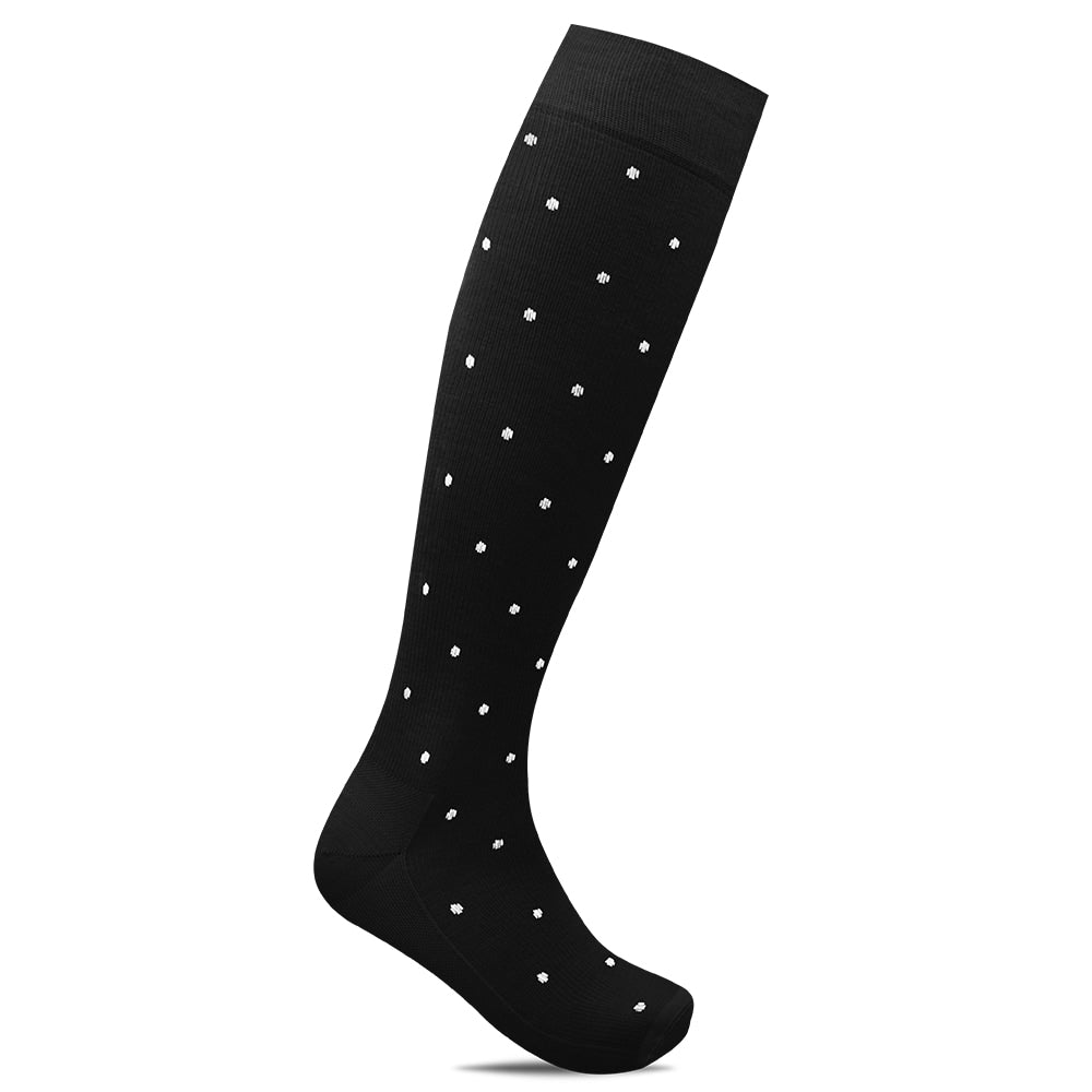 Minfot Støttestrømper Bambus Prikket Sort