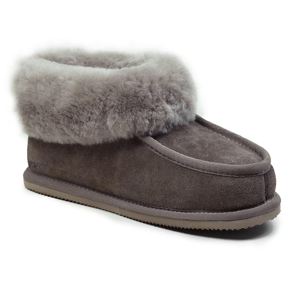 Minfot Hjemmesko Fåreskind Koster med sål Stone