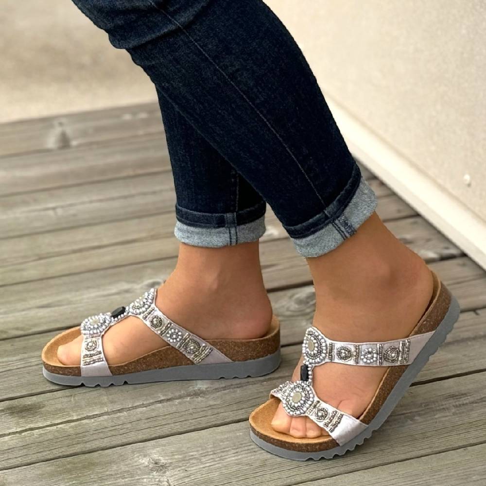 Scholl Sandaler Dame Bioprint Bogota Sølv
