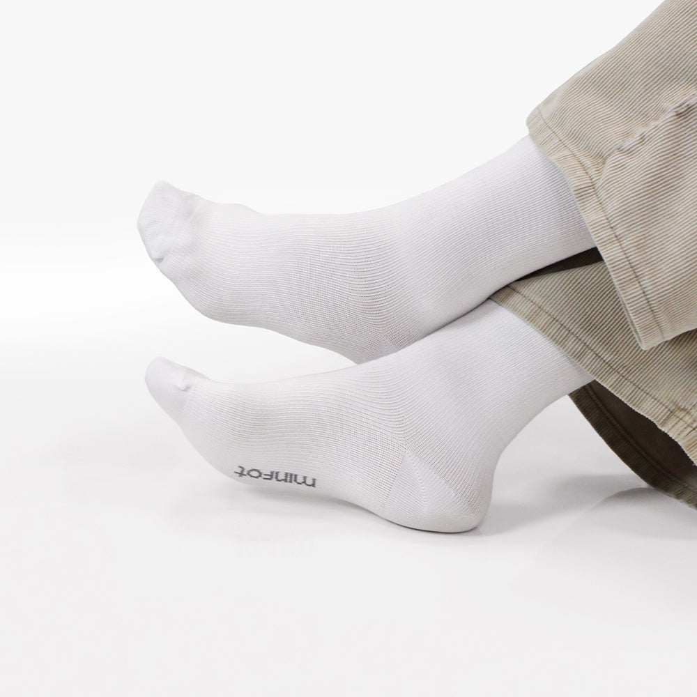 Minfot Ankelstøttestrømper Bambus Hvid 1-pak