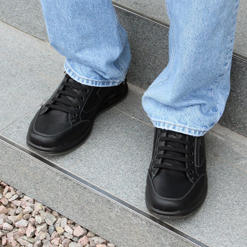 Minfot Axe Herresko Zip Vandafvisende TEX Skind Sort