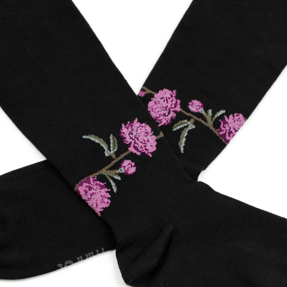 Minfot Flawless Støttestrømper Brede Bambus Peony Sort 1-pak