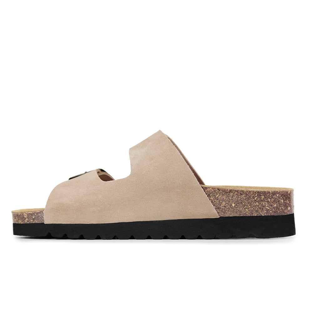 Minfot Moa Biosandaler Dame Ruskind Anatomisk 2-remme Beige
