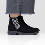 Minfot Bou Chelsea Boots med zip Stretch Nubuck Sort Leopard