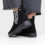 Minfot Bou Chelsea Boots med zip Stretch Nubuck Sort Leopard
