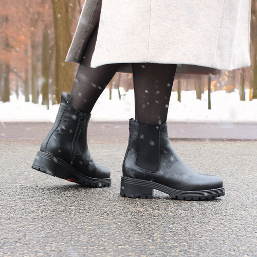 Minfot Cityspike Chelsea Pigsko Zip Læder Sort