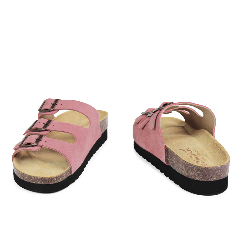 Minfot Lo Biosandaler Dame Ruskind Anatomisk 3-remme Rosa