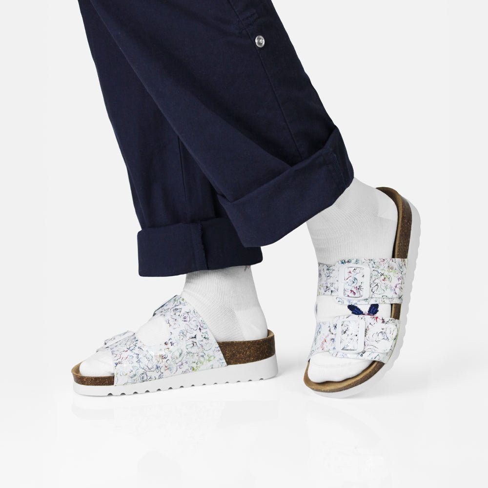 Minfot Sandaler Blød Bio Tropical Flowers Hvid