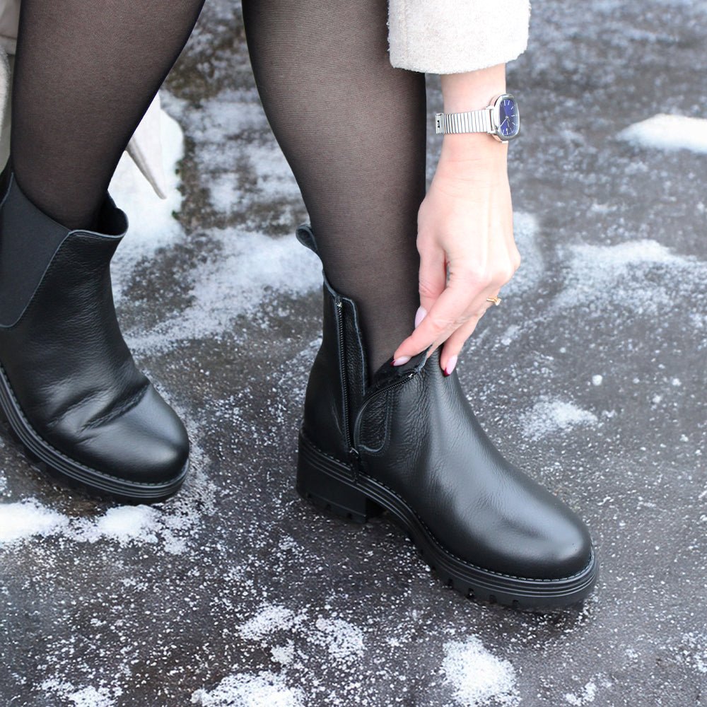 Produktbild 12 - Minfot Cityspike Chelsea Pigsko Zip Læder Sort