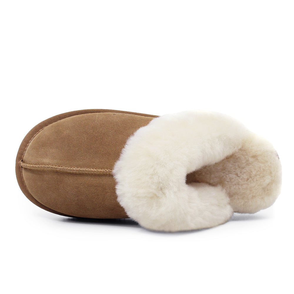 Minfot Fåreskinds Hjemmesko Slip-on Duved med såle Chestnut