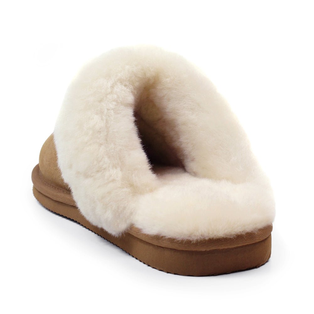 Minfot Fåreskinds Hjemmesko Slip-on Duved med såle Caramel