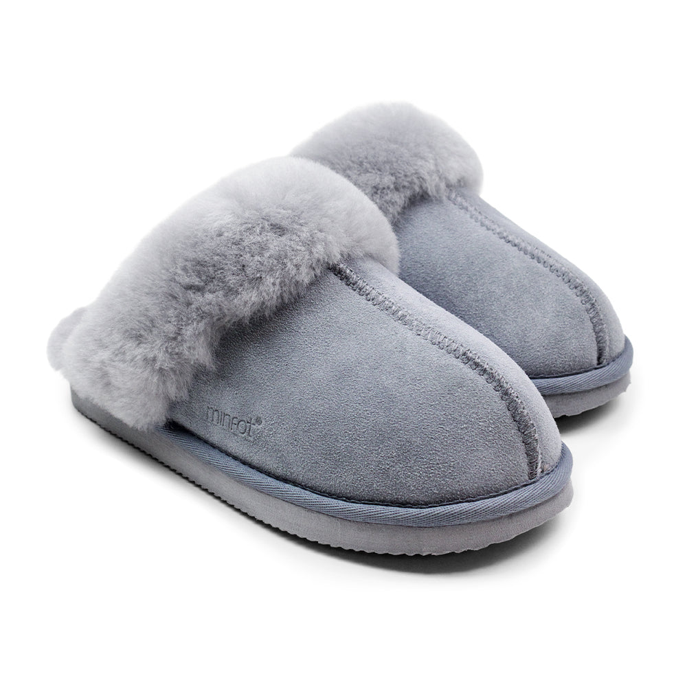 Minfot Hjemmesko Fåreskind Slip-on Duved med sål Grå