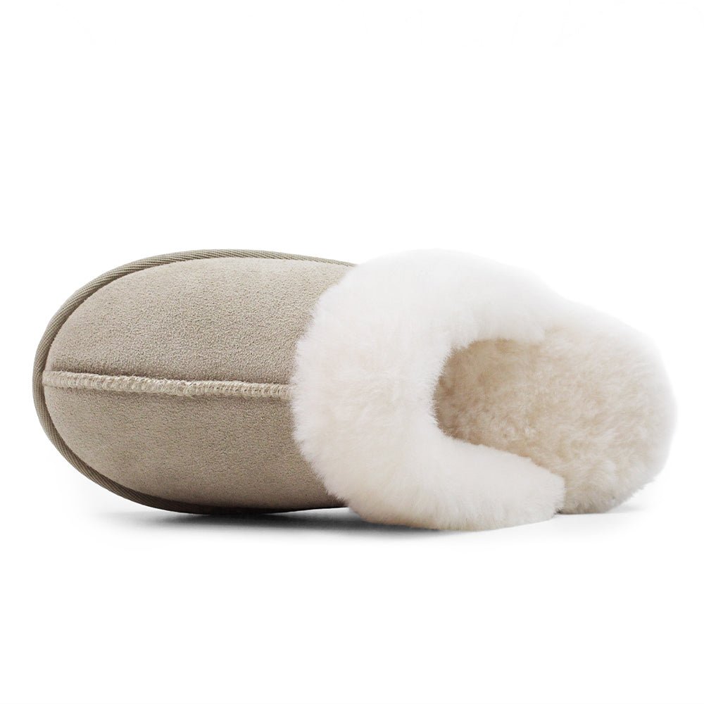 Minfot Hjemesko Fåreskind Slip-on Duved med sål Sand