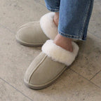 Minfot Hjemesko Fåreskind Slip-on Duved med sål Sand