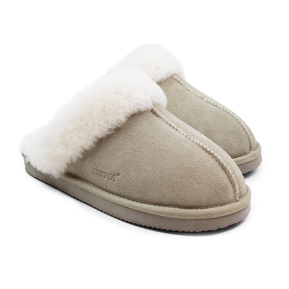Minfot Hjemesko Fåreskind Slip-on Duved med sål Sand