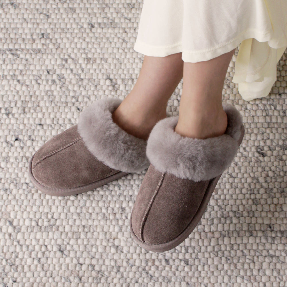 Minfot Hjemmesko Fåreskind Slip-on Duved med sål Stone
