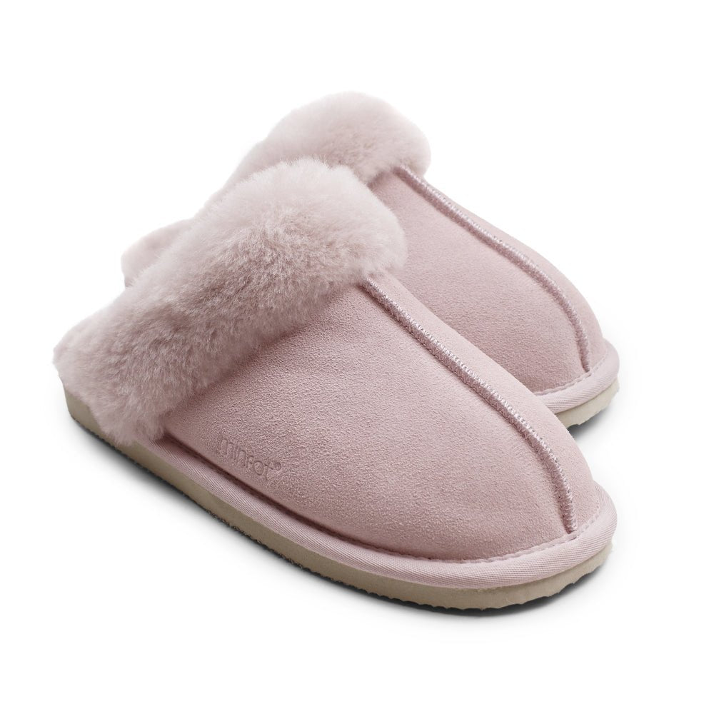 Produktbild 8 - Minfot Fårskinnstofflor Slip-on Duved med sula Rose