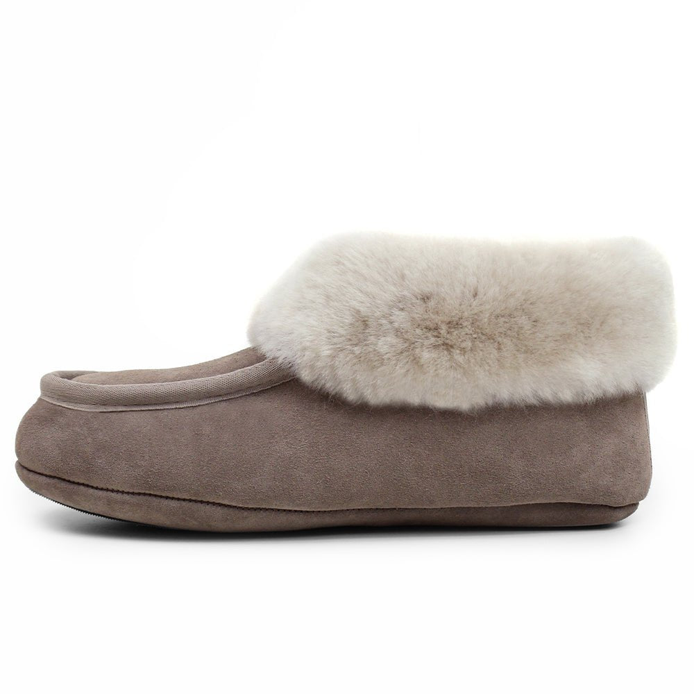 Minfot Fåreskinds Hjemmesko Hemse med såle Taupe