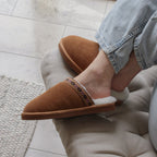 Minfot Fåreskind Hjemmesko Slip-on Myre med Sål Chestnut