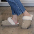 Minfot Hjemesko Fåreskind Slip-on Duved med sål Sand