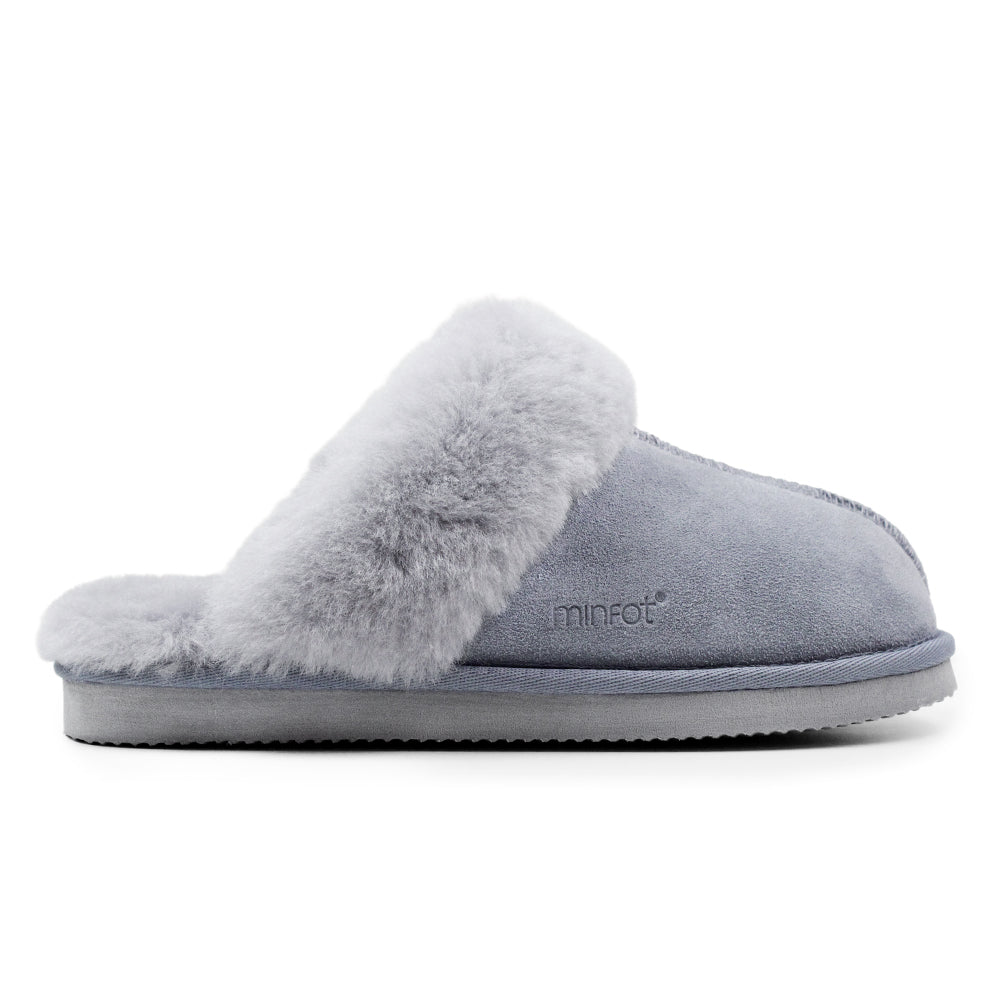Minfot Hjemmesko Fåreskind Slip-on Duved med sål Grå