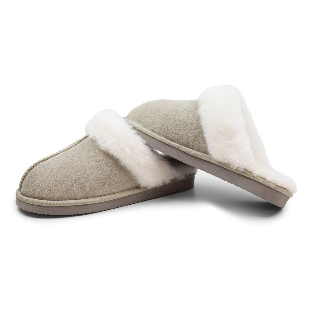 Minfot Hjemesko Fåreskind Slip-on Duved med sål Sand