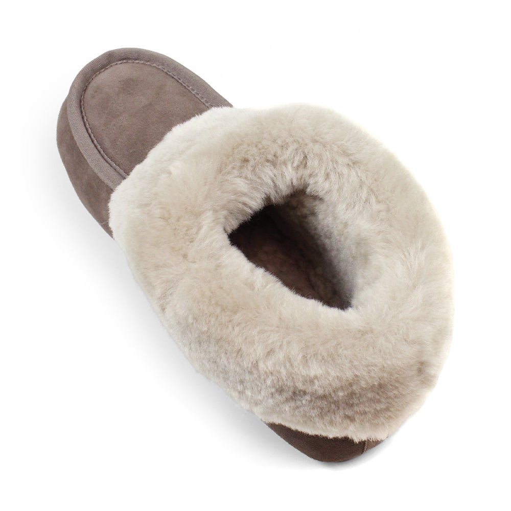 Minfot Fåreskinds Hjemmesko Hemse med såle Taupe