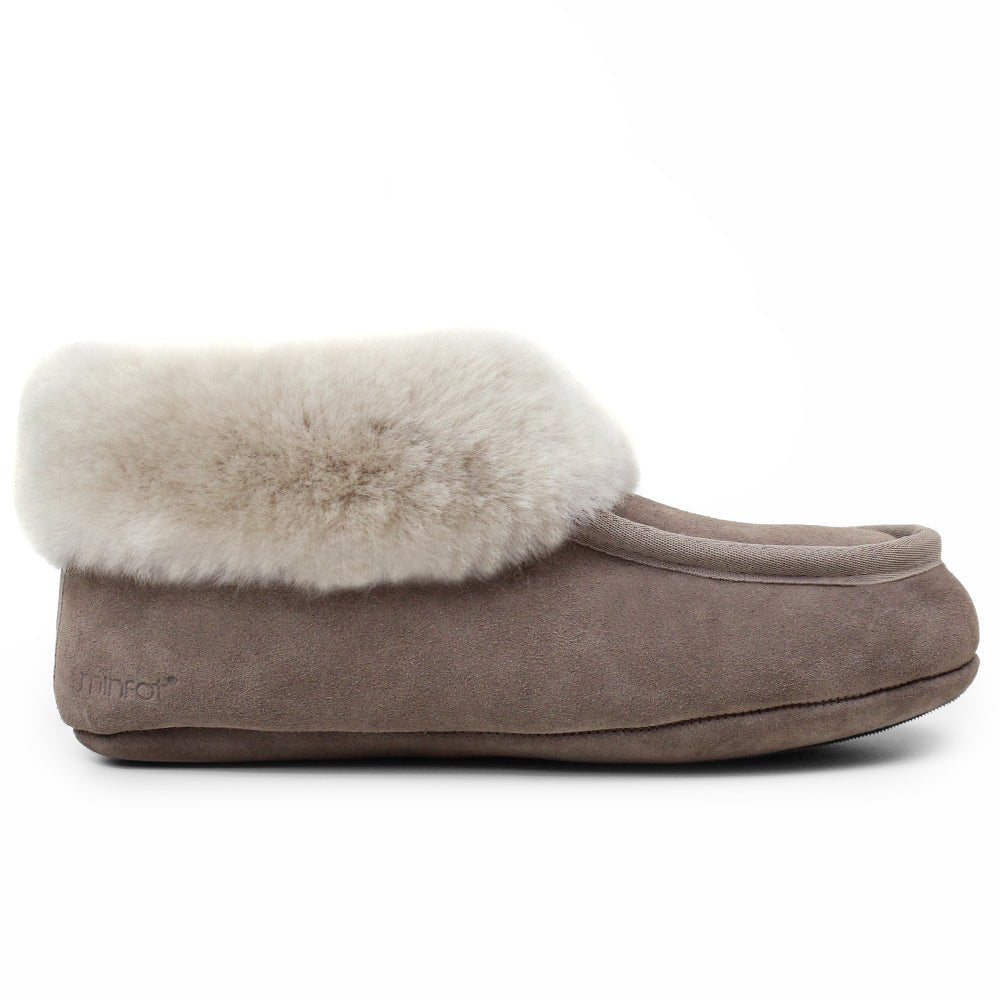 Minfot Fåreskinds Hjemmesko Hemse med såle Taupe