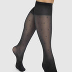 Swedish Stockings Nylonstrømper Knæ Doris Dots prikket 40 DEN sort 1-pak