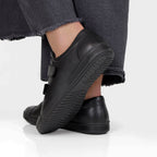 Minfot Aveny Skinn Sneaker Dame Velcroband Sort