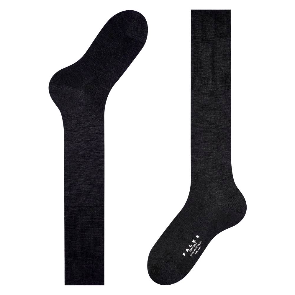 Falke Airport Knee-high Knæstrømper Merinould Herre Sort 1-pak