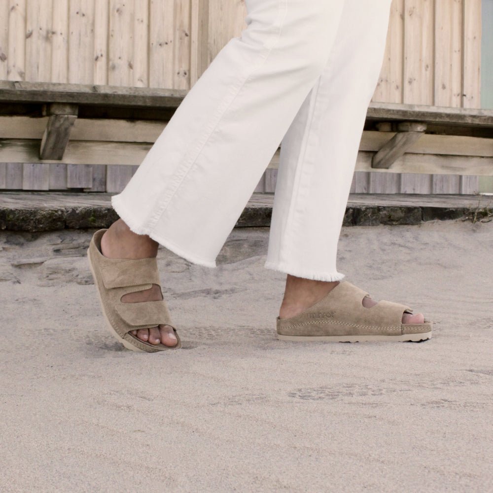 Minfot Luma Sandaler Borrelås Ruskind Sand