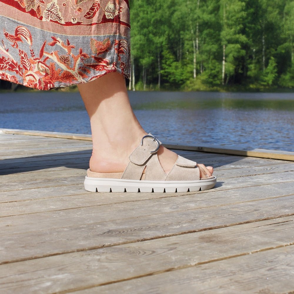 Minfot Abby Sandaler Dame Velcro Taupe