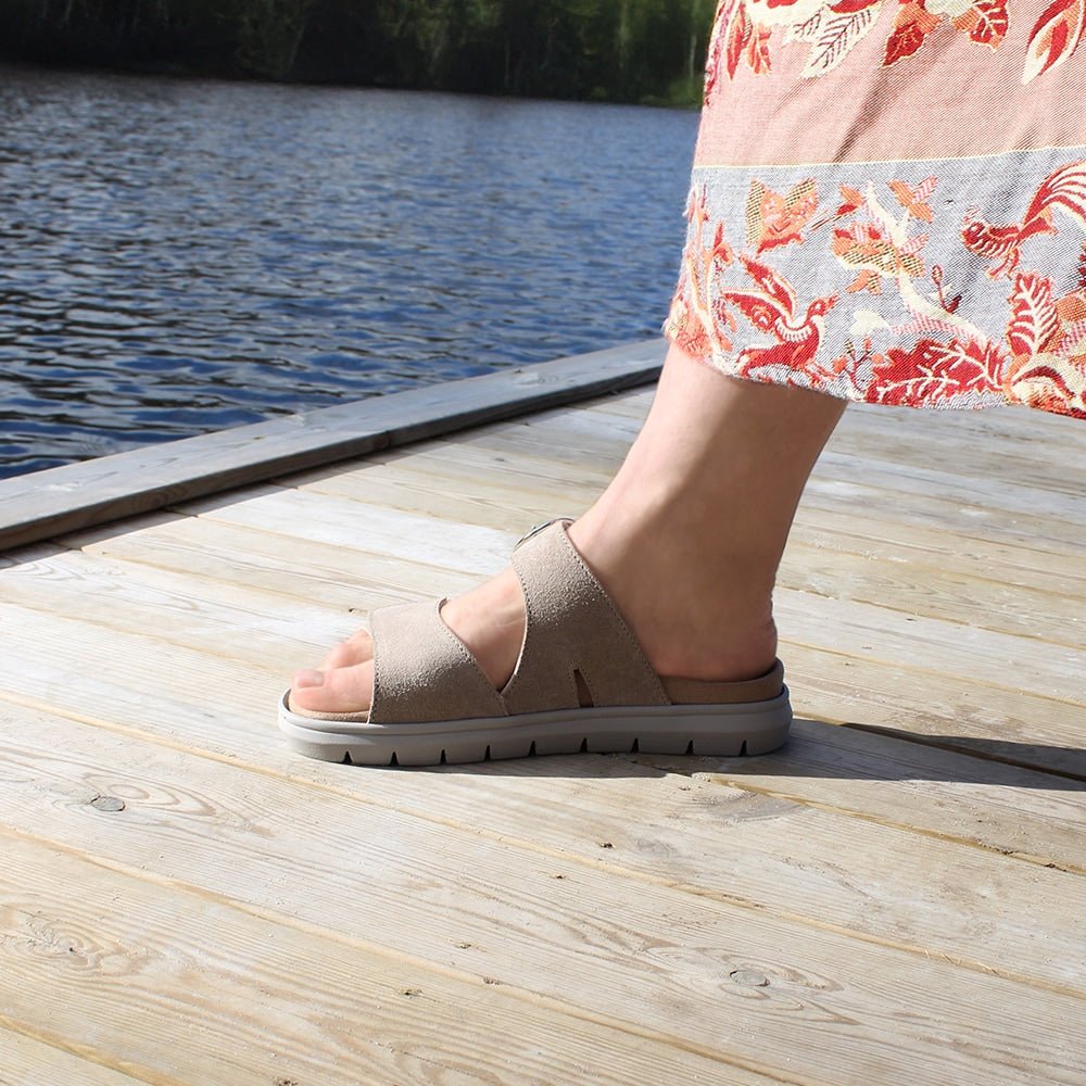 Minfot Abby Sandaler Dame Velcro Taupe