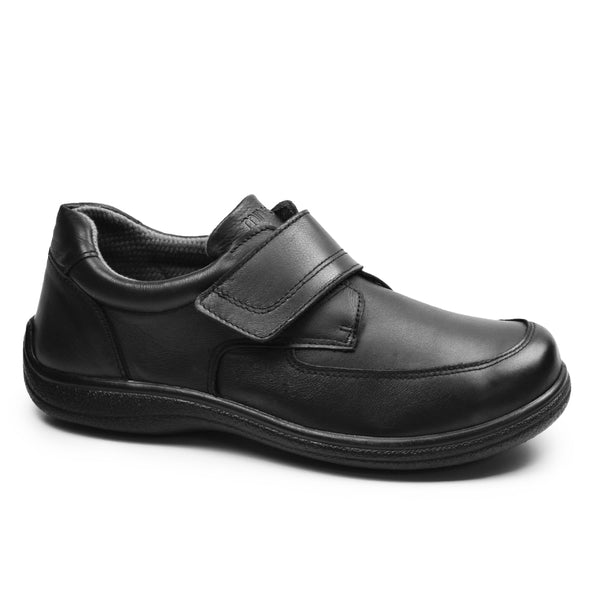 Minfot Arthur Brede Sko Velcro Stretch Læder Sort