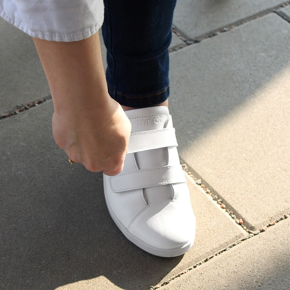 Minfot Aveny Skinn Sneaker med Velcro Hvid
