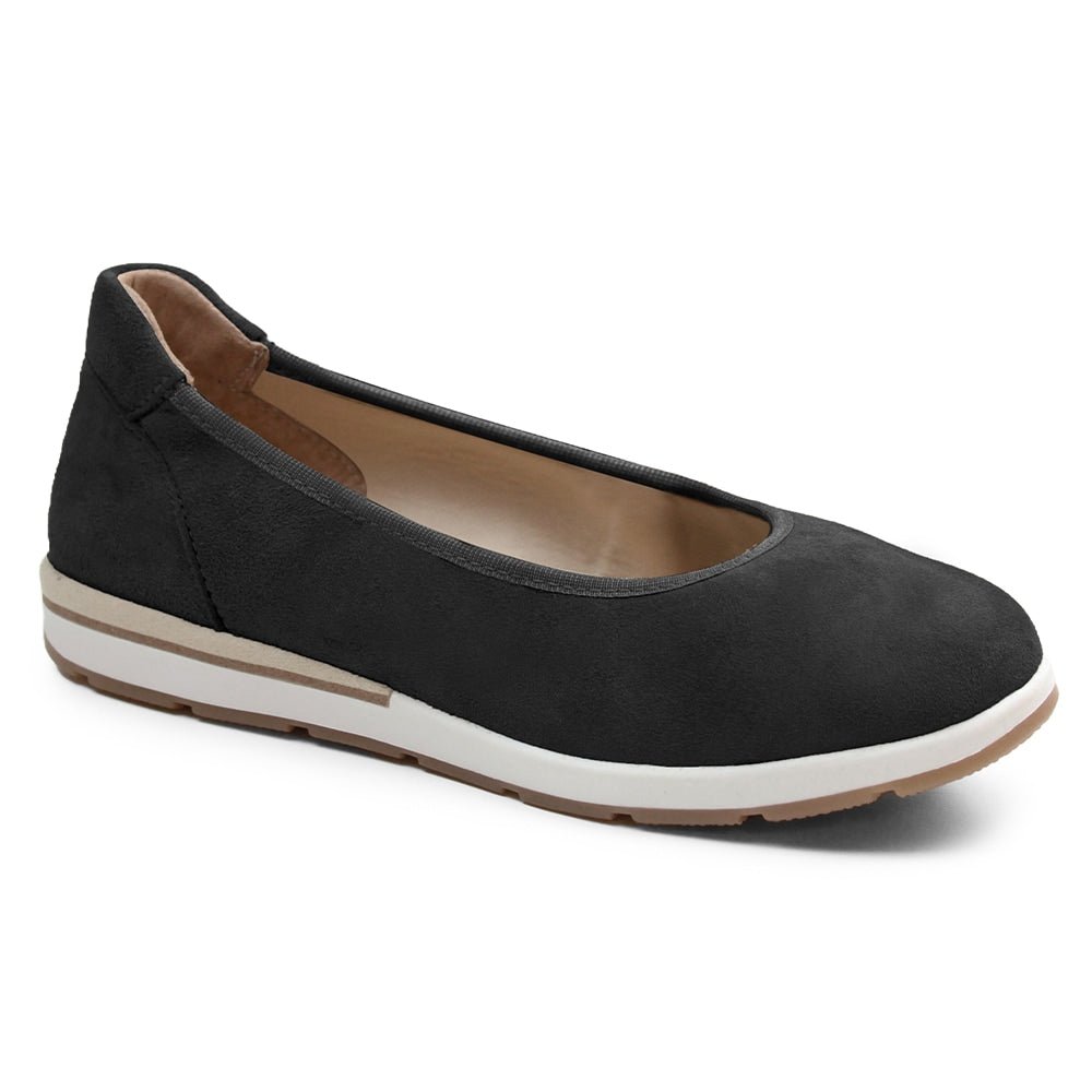 Minfot Ballerinaskor Joyce Stretch Nubuck Sort
