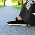 Minfot Ballerinasko med rem Joyce Dame Stretch Nubuck Sort