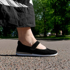 Minfot Ballerinasko med rem Joyce Dame Stretch Nubuck Sort