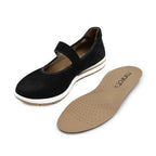 Minfot Ballerinasko med rem Joyce Dame Stretch Nubuck Sort