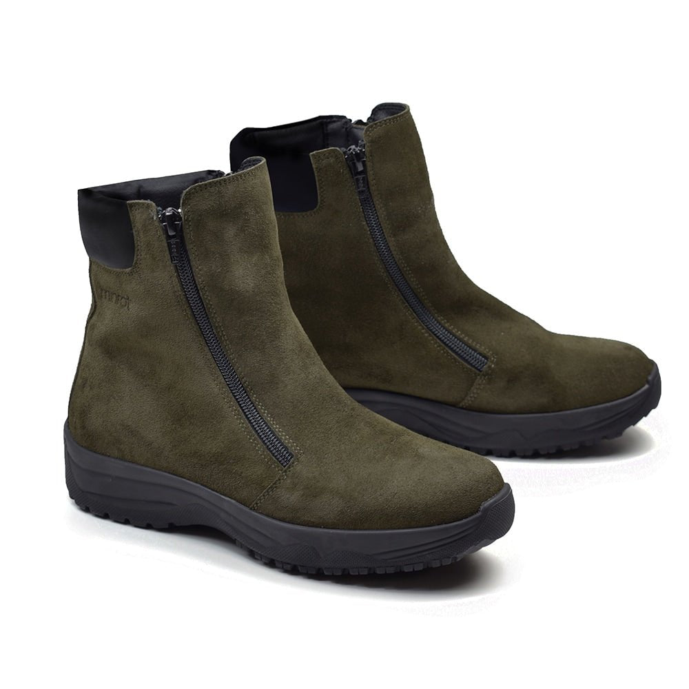 Minfot Pigsko Boden Ruskind Uld Mørkegrøn