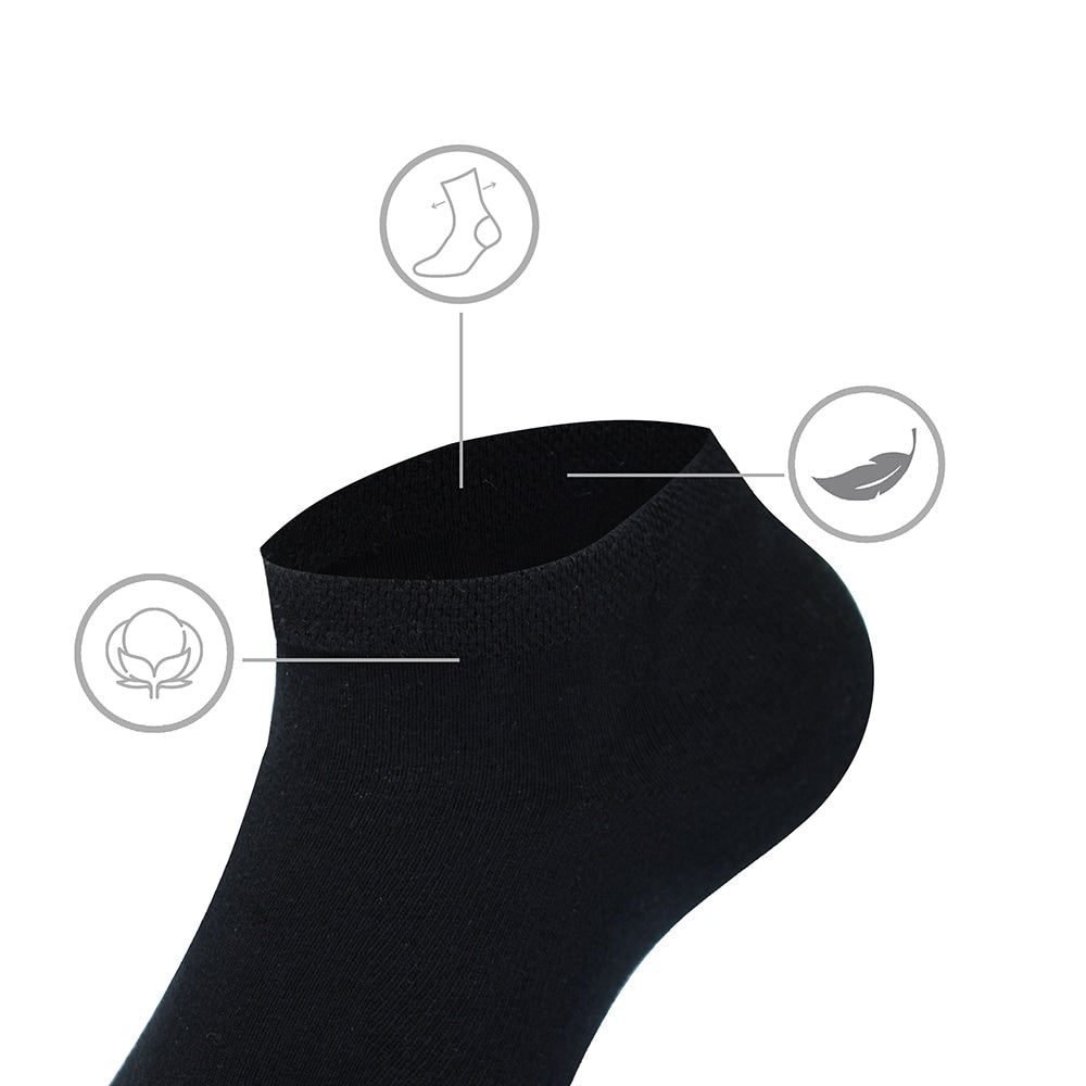Produktbild 6 - Minfot Bomullsstrumpor Sneaker Sensitive Svart 5-pack