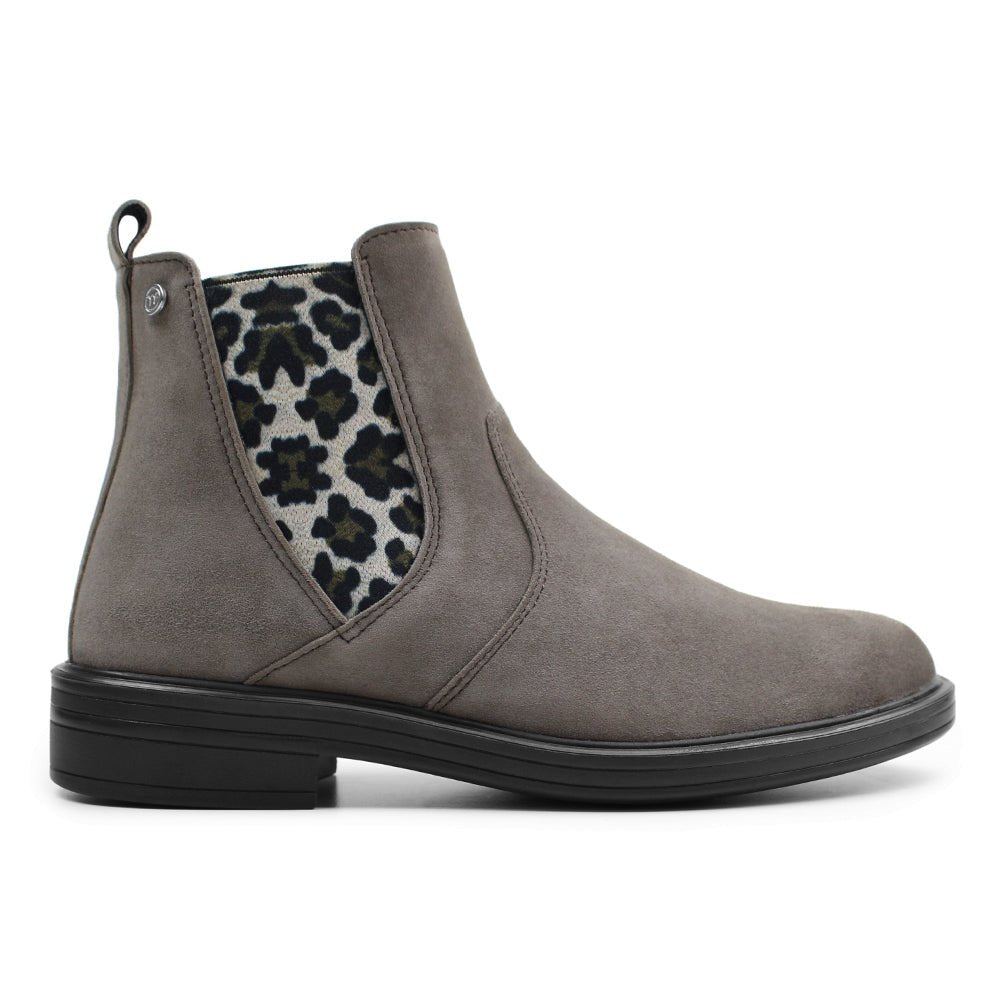 Produktbild 3 - Minfot Bou Chelsea støvler med lynlås, strækbar nubuck, stenfarvet leopardmønster