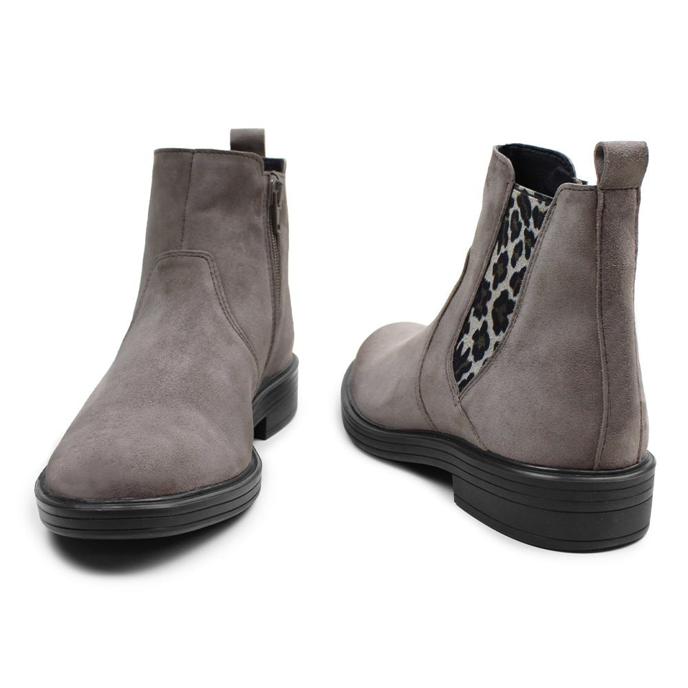Produktbild 7 - Minfot Bou Chelsea støvler med lynlås, strækbar nubuck, stenfarvet leopardmønster
